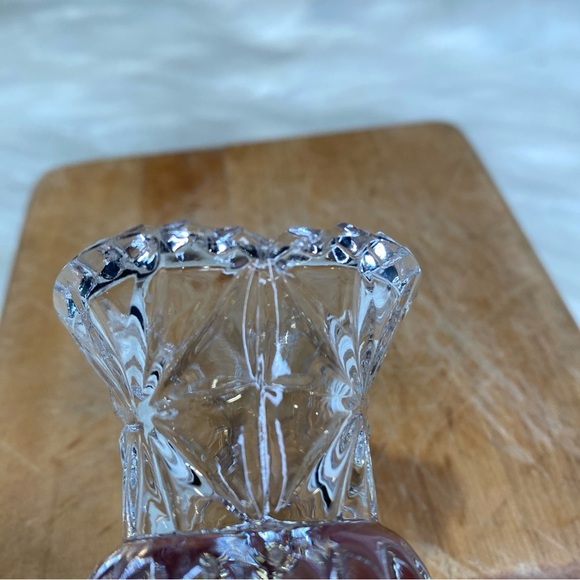 Vintage Crystal Cut Glass Sawtooth Rim Toothpick Holder Clear Unmarked - Picture 3 of 4